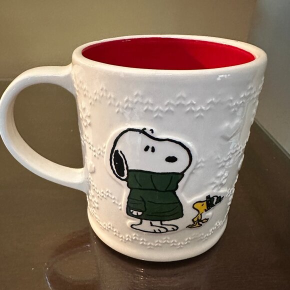 New Peanuts Snoopy Woodstock Green Puffer Jacket Winter Sweater Coffee Mug 2025 - Picture 1 of 4
